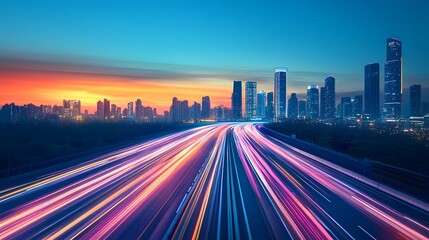 Fototapeta premium Dynamic speed light streaks a long exposure captures the essence of motion an abstract background