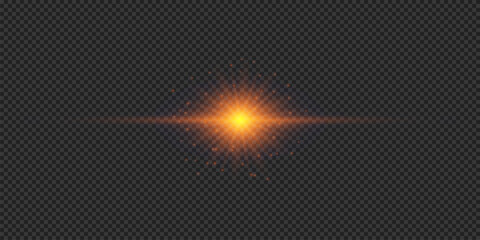 Orange horizontal light effect of lens flares