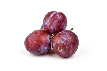 Sweet plums, isolated on white background.