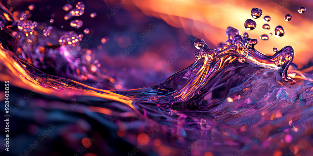 Aufkleber a mesmerizing close-up of water, featuring vibrant colors and dynamic bubbles, creating an enchantin