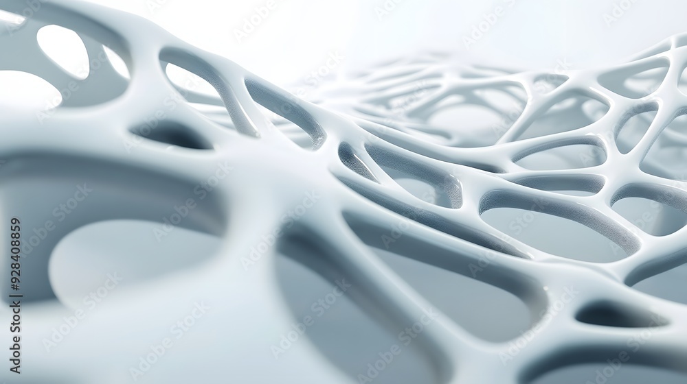 Poster 66. abstract 3d design with interconnected geometric shapes and smooth gradients forming a futuristi