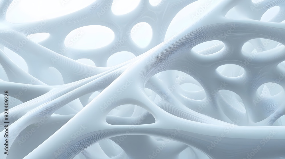 Poster 66. abstract 3d design with interconnected geometric shapes and smooth gradients forming a futuristi