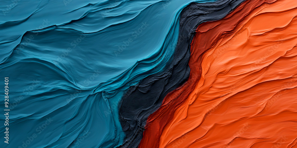 Aufkleber abstract texture with flowing colors, featuring vibrant blue and orange waves creating a dynamic vis