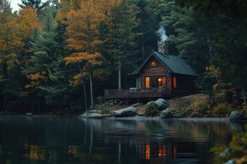 Fototapeta premium Lake Shore Cabin