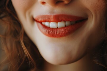 Fototapeta premium Full woman with natural makeup and bright teeth