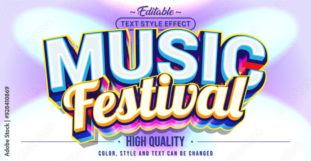 Aufkleber editable text style effect - music festival text style theme.