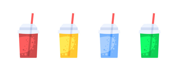 Fruit Cocktail Set Icons. Flat style. Vector icons.