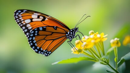 Obraz premium Monarch Butterfly on Yellow Flowers