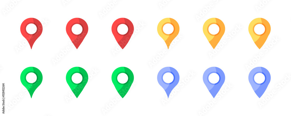 Poster position point icons collection. flat style. vector icons.