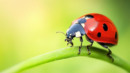 Ladybug on a Green Blade of Grass