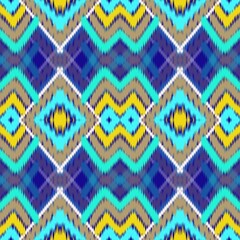 Colorful ikat pattern in vintage style. Elegant ethnic background. Hand drawn oriental art. Seamless geometric vintage texture