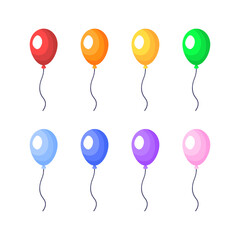 Festive Balloons set Icons. Flat style. Vector icons.