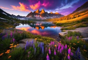 breathtaking sunrise illuminating serene mountain landscapes vibrant colors majestic peaks, sky, light, nature, scenery, clouds, view, beauty, daybreak