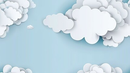 Fluffy white clouds drift across a serene blue sky, illuminated by bright sunlight, creating a peaceful and calming atmosphere SEAMLESS PATTERN
