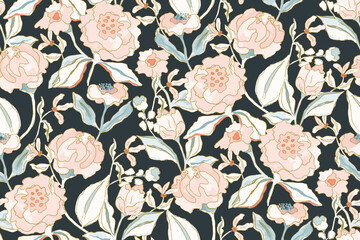 
Cute feminine watercolor seamless pattern with wildflowers.hand drawn, not AI