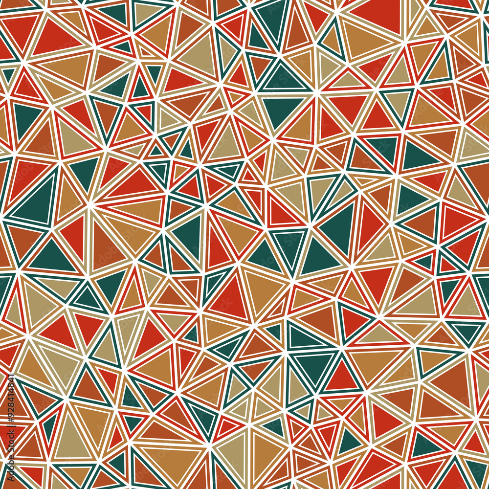 Poster abstract mosaic background. small triangles size. solid shapes in frames. multicolored style. repeat