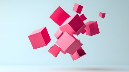 62. Floating, angular geometric shapes in a dynamic 3D arrangement, isolated on a clean white backdrop.