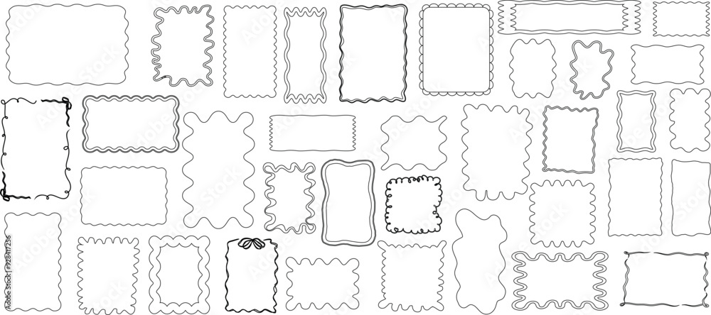 Canvas Prints decorative borders collection, wavy frames, abstract shapes, blank space for text, versatile use in 