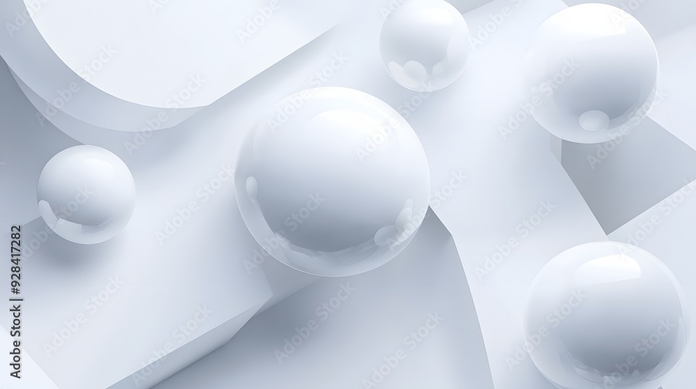 Poster 49. abstract 3d composition of interconnected geometric prisms and spheres with smooth gradients on 