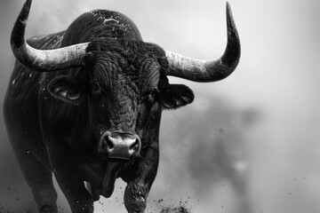 Naklejka premium Image of black bull from Spain