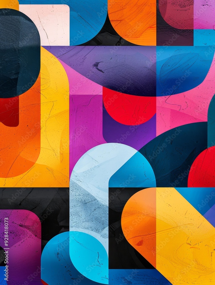 Poster a captivating abstract background featuring overlapping geometric shapes in a vibrant palette of col