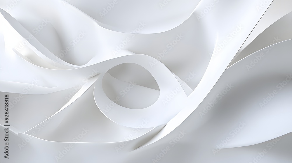 Poster 52. futuristic 3d wall art with a series of interconnected geometric prisms and smooth curves isolat