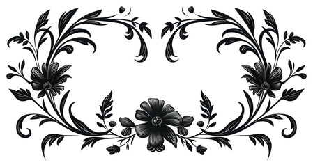PNG Elegant floral black vector design