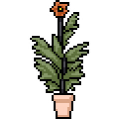 Fototapeta premium pixel art of plant pot decoration