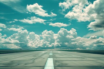 Fototapeta premium Runway with a scenic sky backdrop