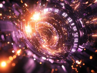 Spiral of lights in dark room