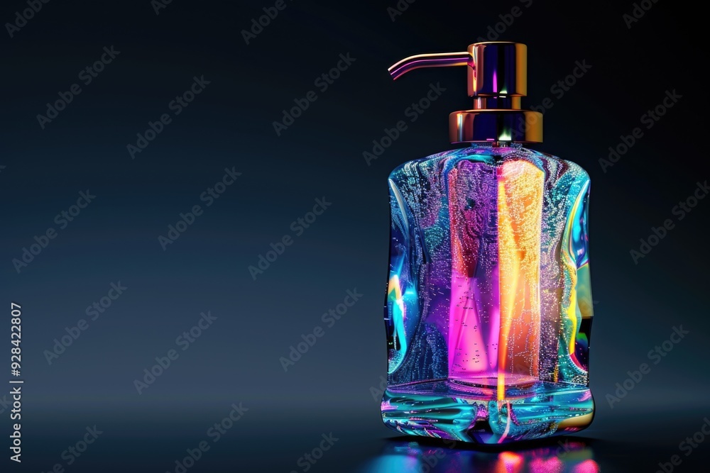 Poster a soap dispenser sitting on a table with a simple design and functionality