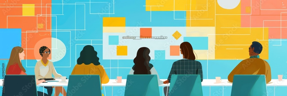 Poster a diverse group of individuals are collaborating on a project, brainstorming ideas and strategies. t