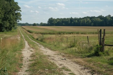 Fototapeta premium Rural roadside with field view