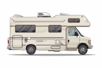 RV caravan or family car on white background