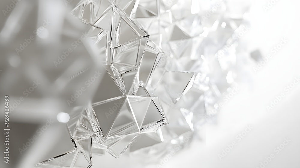 Aufkleber 32. floating, interwoven geometric prisms forming an abstract 3d pattern on a pristine white backdro