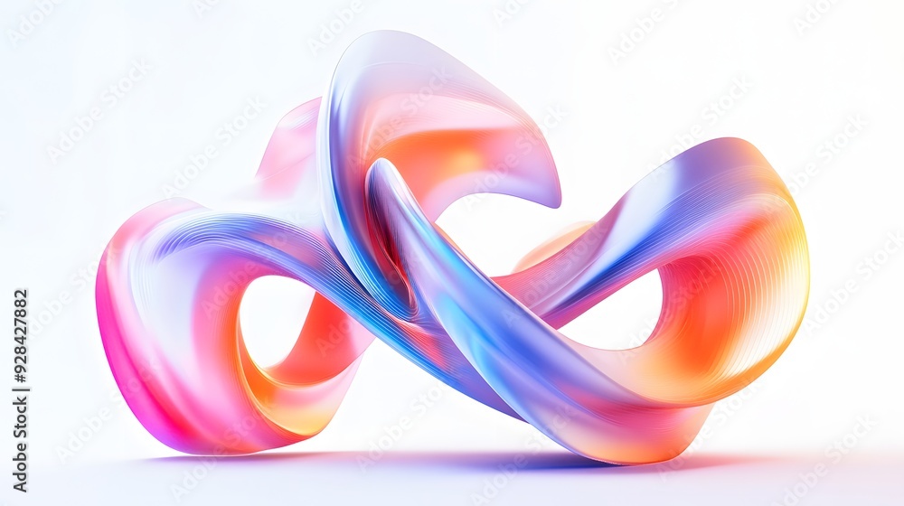 Poster 35. a dynamic, futuristic geometric design with interlocking 3d shapes and smooth gradients isolated
