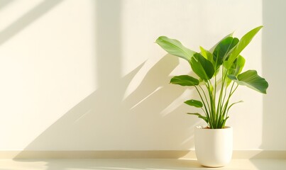 large green plant in a white ceramic pot, Generative AI