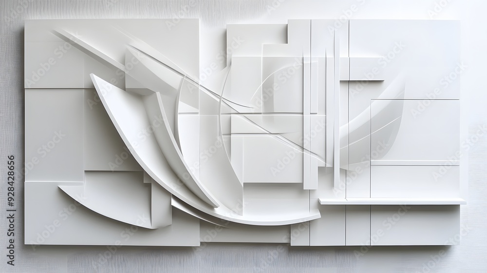 Poster 37. futuristic 3d wall art with layered geometric forms creating a sophisticated and abstract design