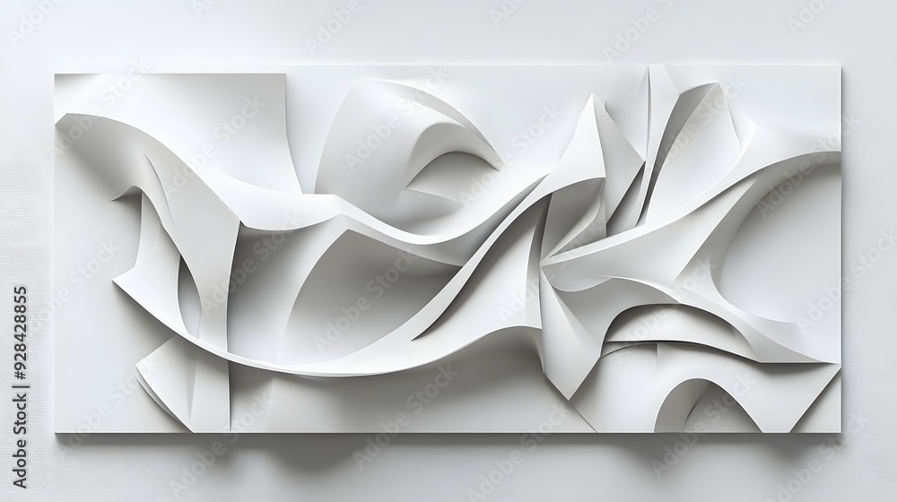 Poster 37. futuristic 3d wall art with layered geometric forms creating a sophisticated and abstract design