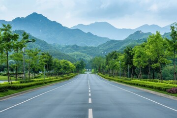 Fototapeta premium Scenic Hangzhou China with green forest and mountains