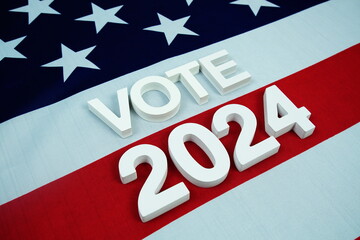 Vote 2024, Presidential Election with USA American flag background