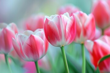 Fototapeta premium Tulip Flower Macro Blossom, Tulip Closeup, Blooming Tulips, Copy Space