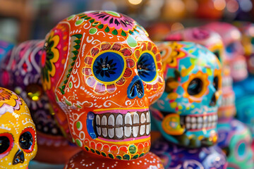 Beautiful greeting card with bright holiday composition for happy to joy celebrate dia de muertos