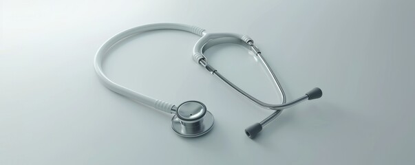 White stethoscope on white background, 4K hyperrealistic photo