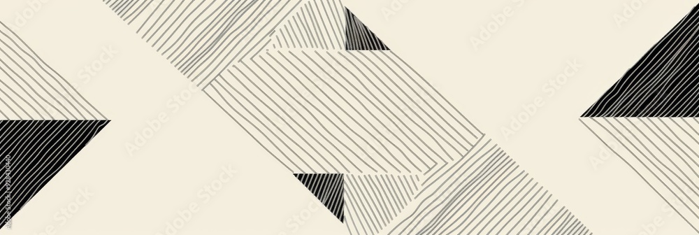Poster a modern and minimalist abstract design featuring black and white lines forming geometric shapes, cr