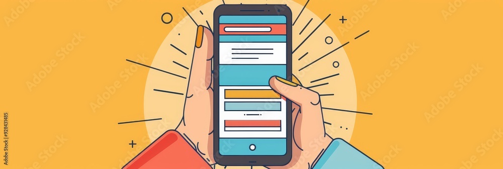 Poster a pair of hands holds a smartphone with a modern, clean user interface design, showcasing a website 