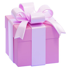 PNG 3D Pink Gift Box icon isolated on a white background