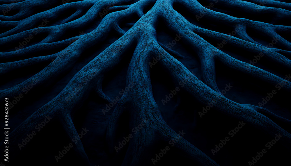 Aufkleber abstract blue root texture with intricate patterns, creating a sense of depth and connection to natu