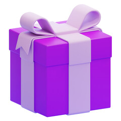 PNG 3D Purple Gift Box icon isolated on a white background