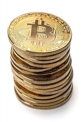 Stack of gold bitcoins
